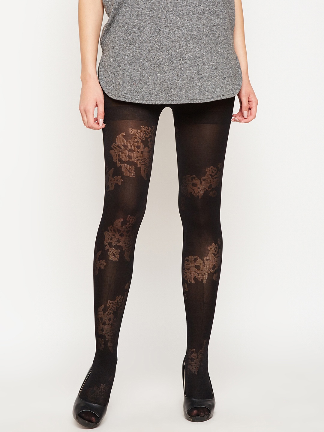 

Lebami Women Black Patterned Stockings