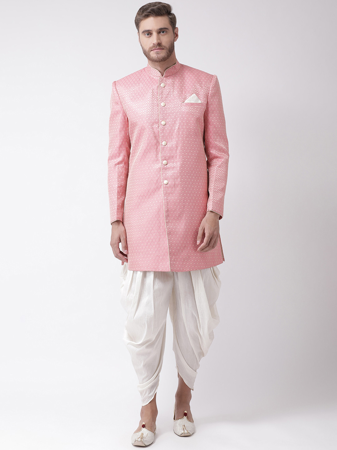 

DEYANN Men Pink & Off White Sherwani With Dhoti Pants
