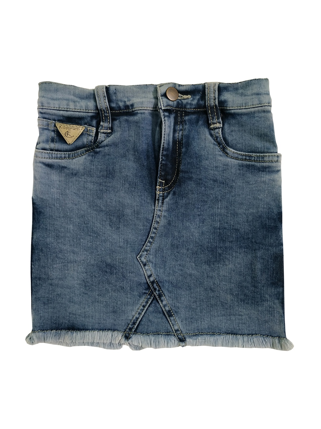 

KiddoPanti Girls Blue Solid Straight Denim Skirt