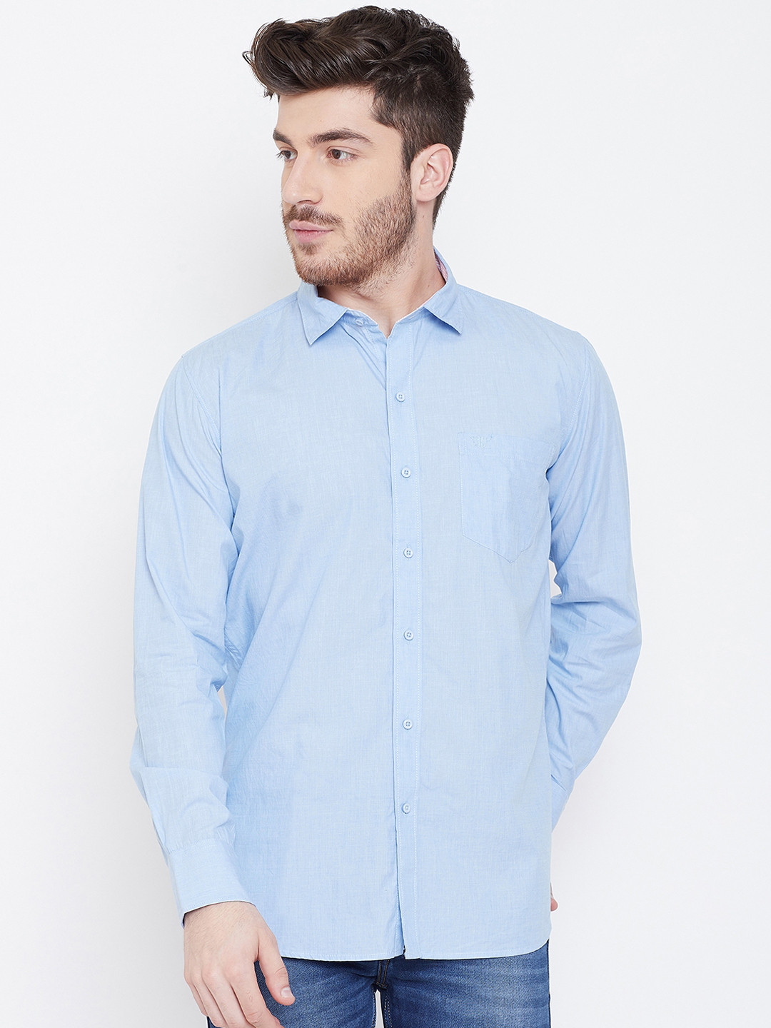 

Duke Men Blue Regular Fit Solid Casual Shirt