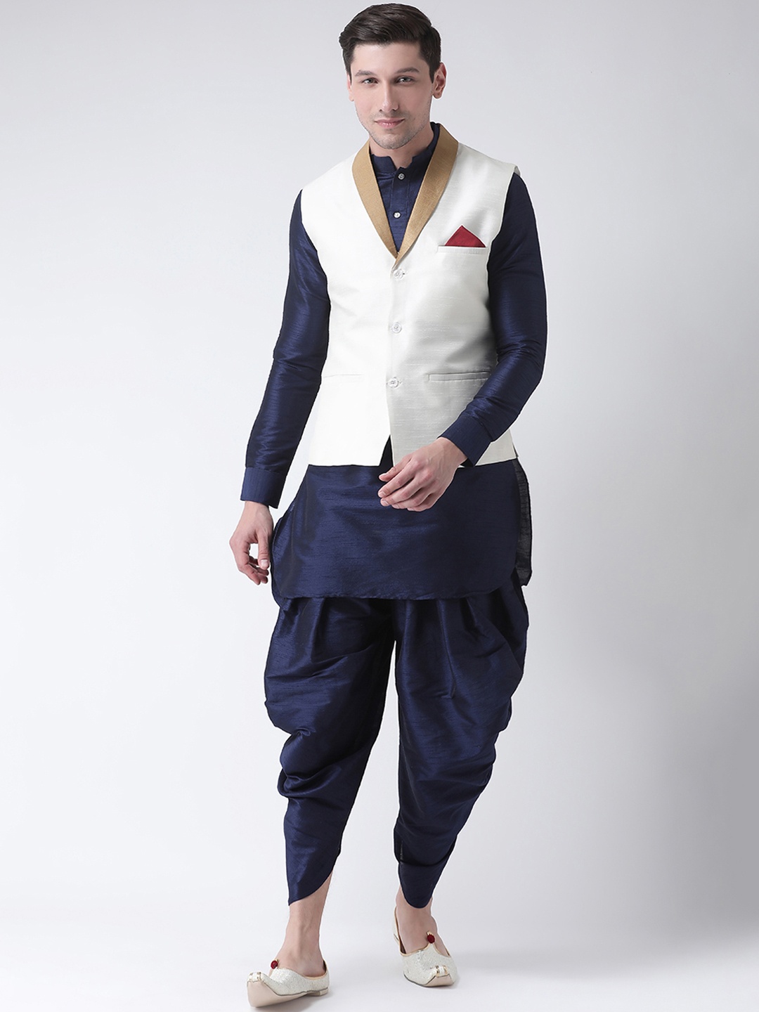 DEYANN Men Navy Blue Solid Kurta Set
