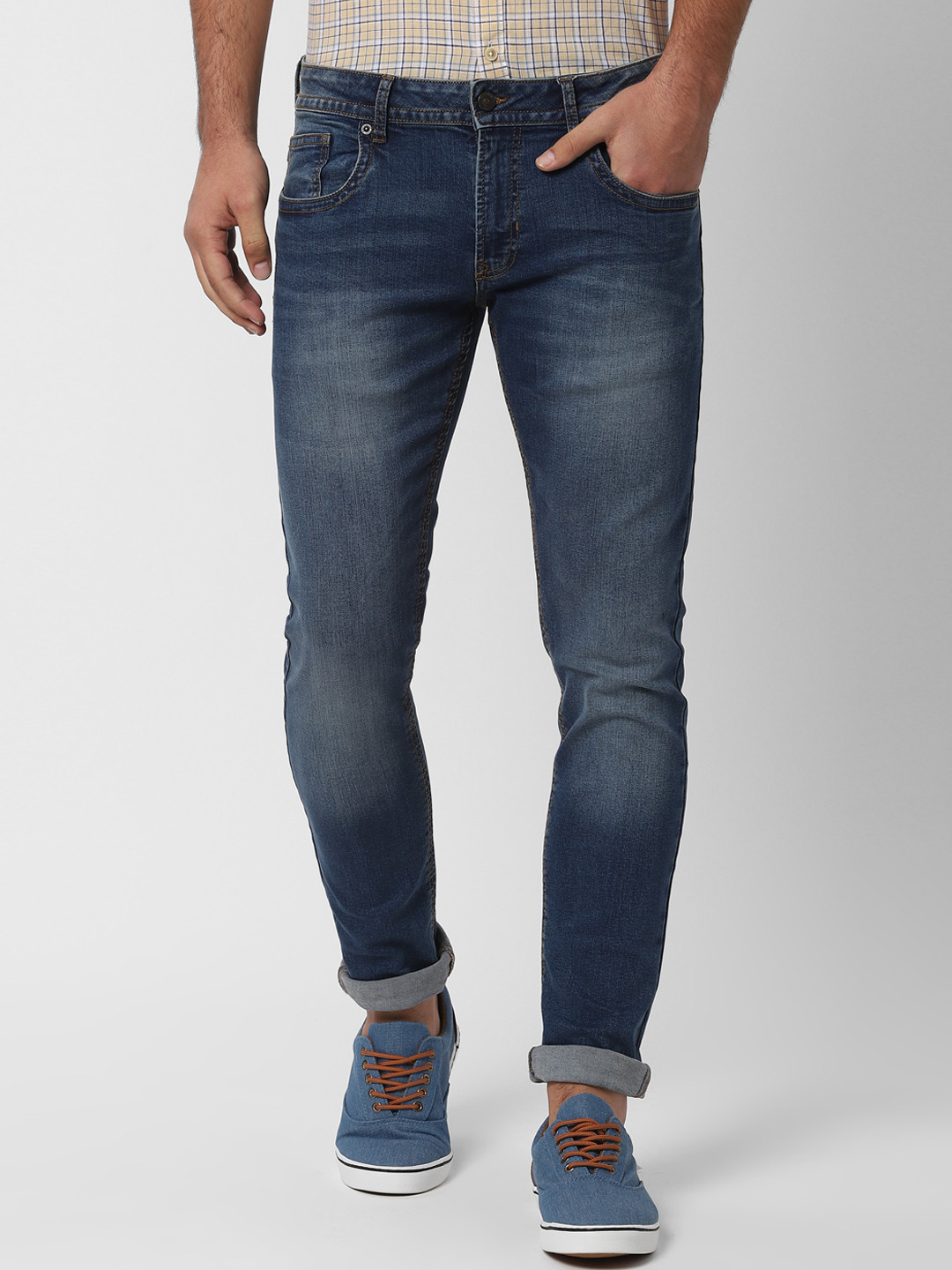 

Peter England Casuals Men Blue Skinny Fit Mid-Rise Clean Look Stretchable Jeans