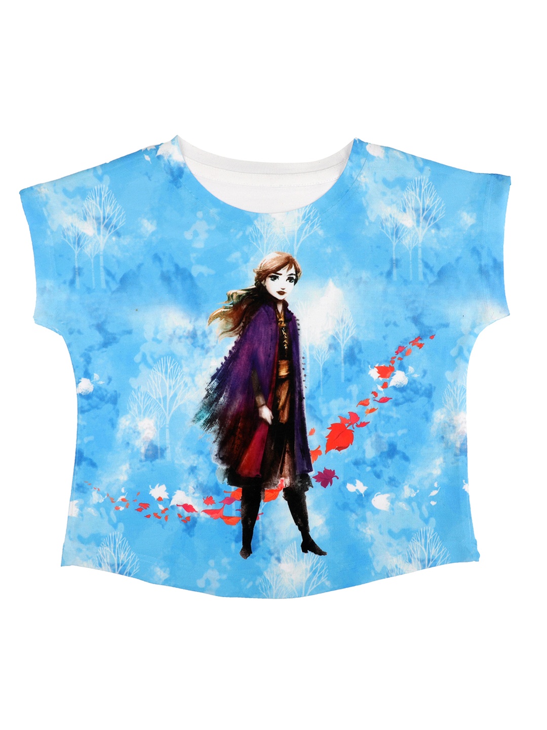 

Disney by Wear Your Mind Girls Blue Printed Round Neck T-shirt