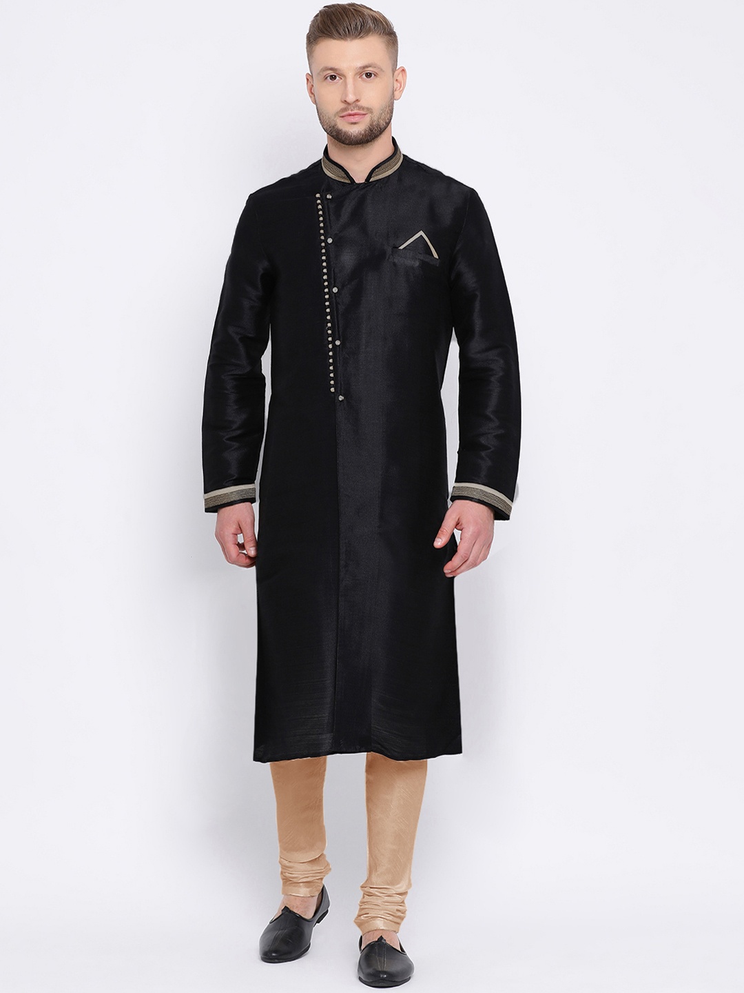 Sanwara Men Black Solid Straight Kurta