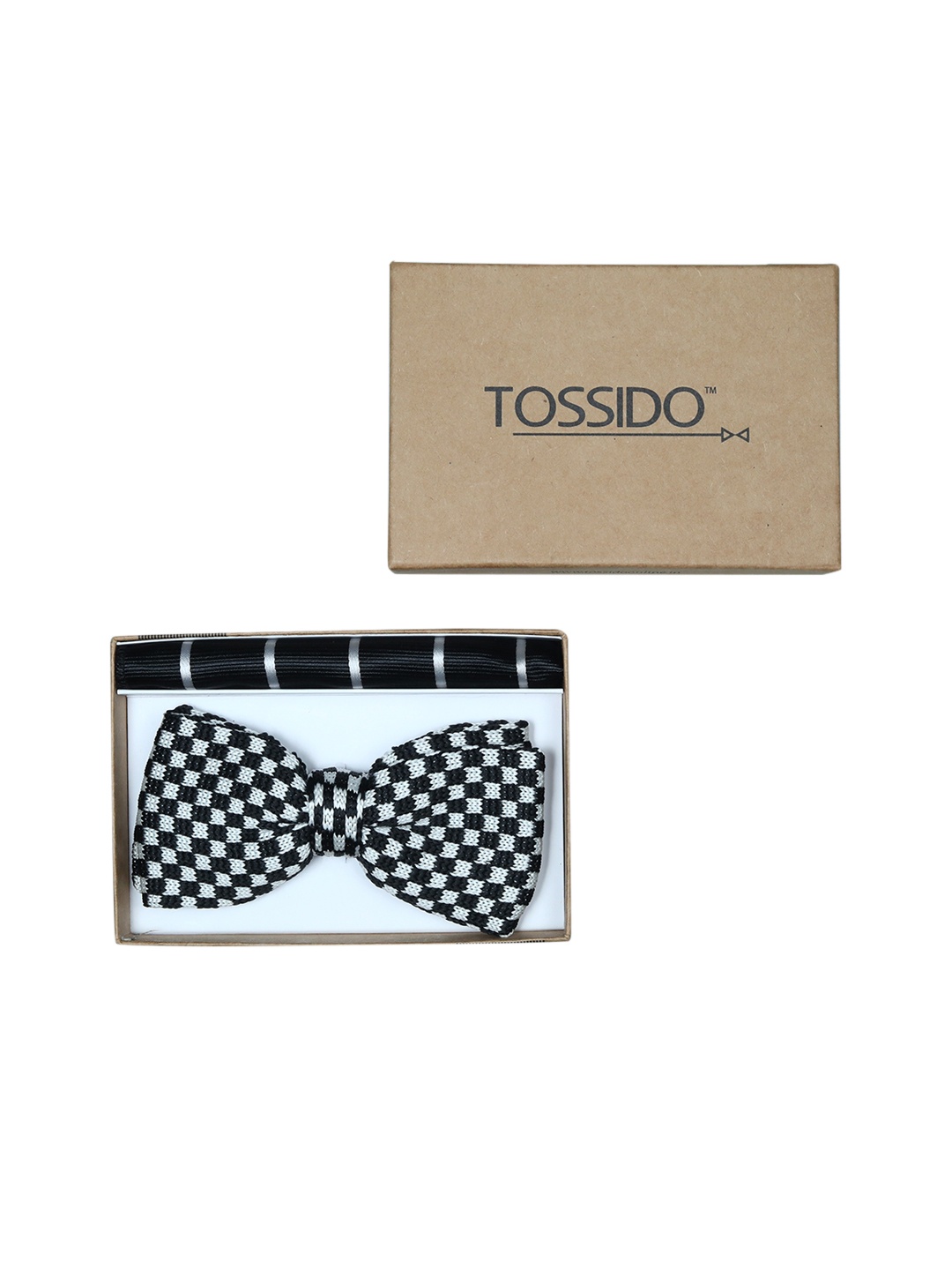 Tossido Navy Blue & White Printed Bow Tie