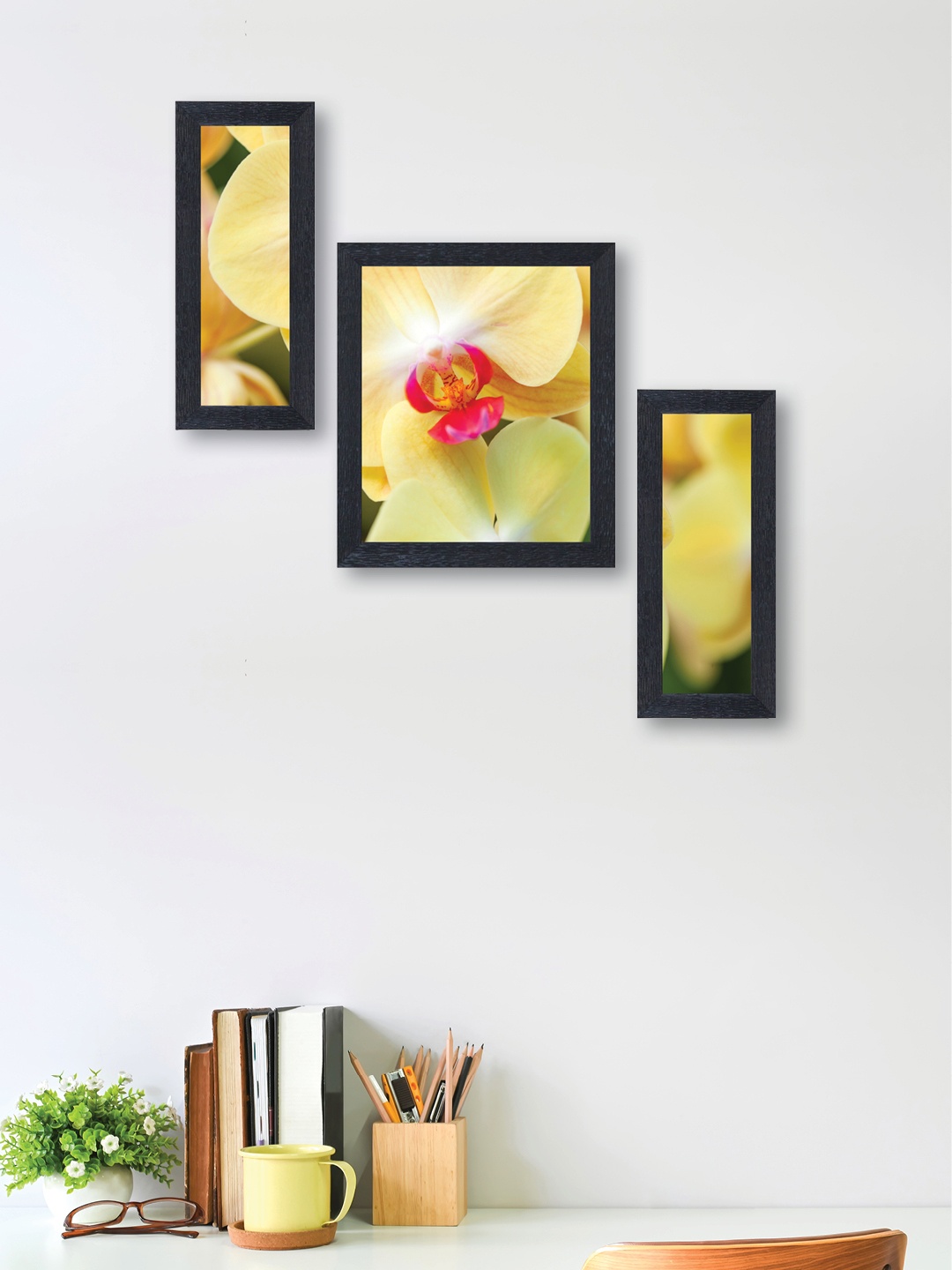 

nest ART Set of 3 Yellow & Pink Abstract Wall Art