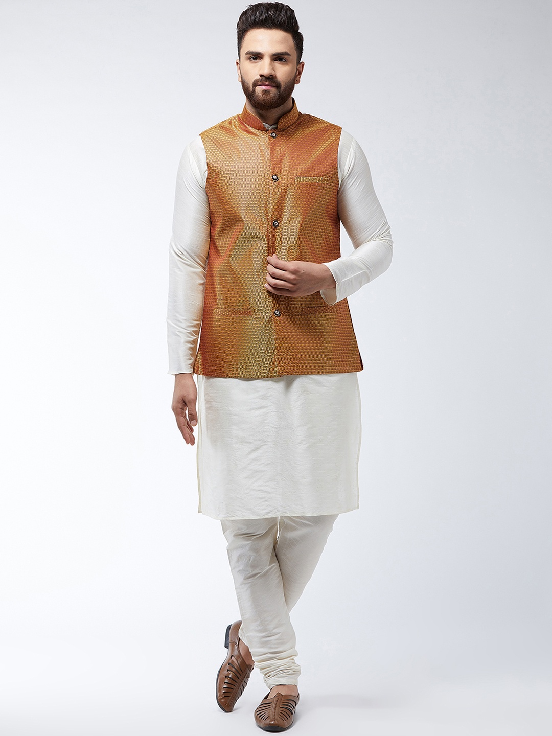 

SOJANYA Men Off-White Solid Kurta Set