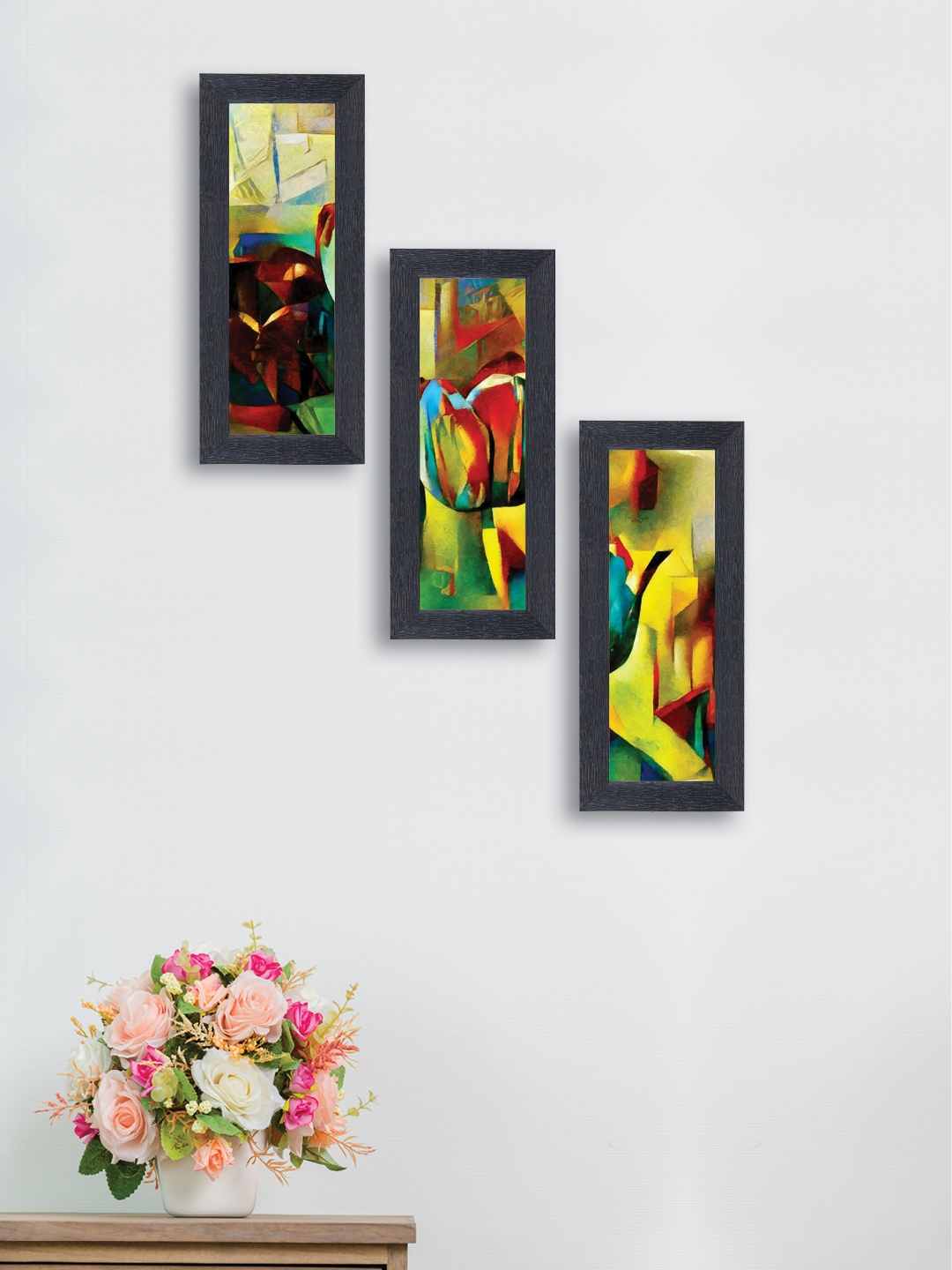 

nest ART Set of 3 Multicoloured Abstract Wall Art, Multi
