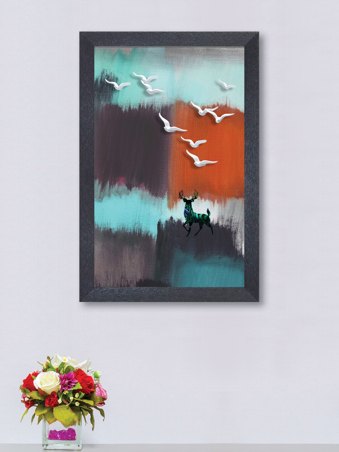 

nest ART Multicoloured Synthetic Wood Birds Wall Art, Multi