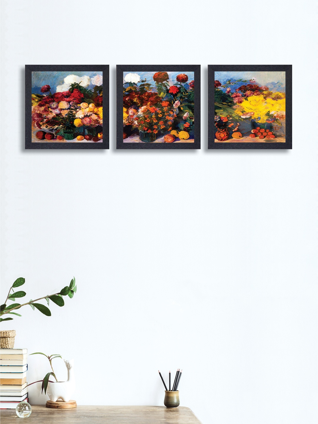 

nest ART Set of 3 Multicoloured Floral Wall Arts, Multi
