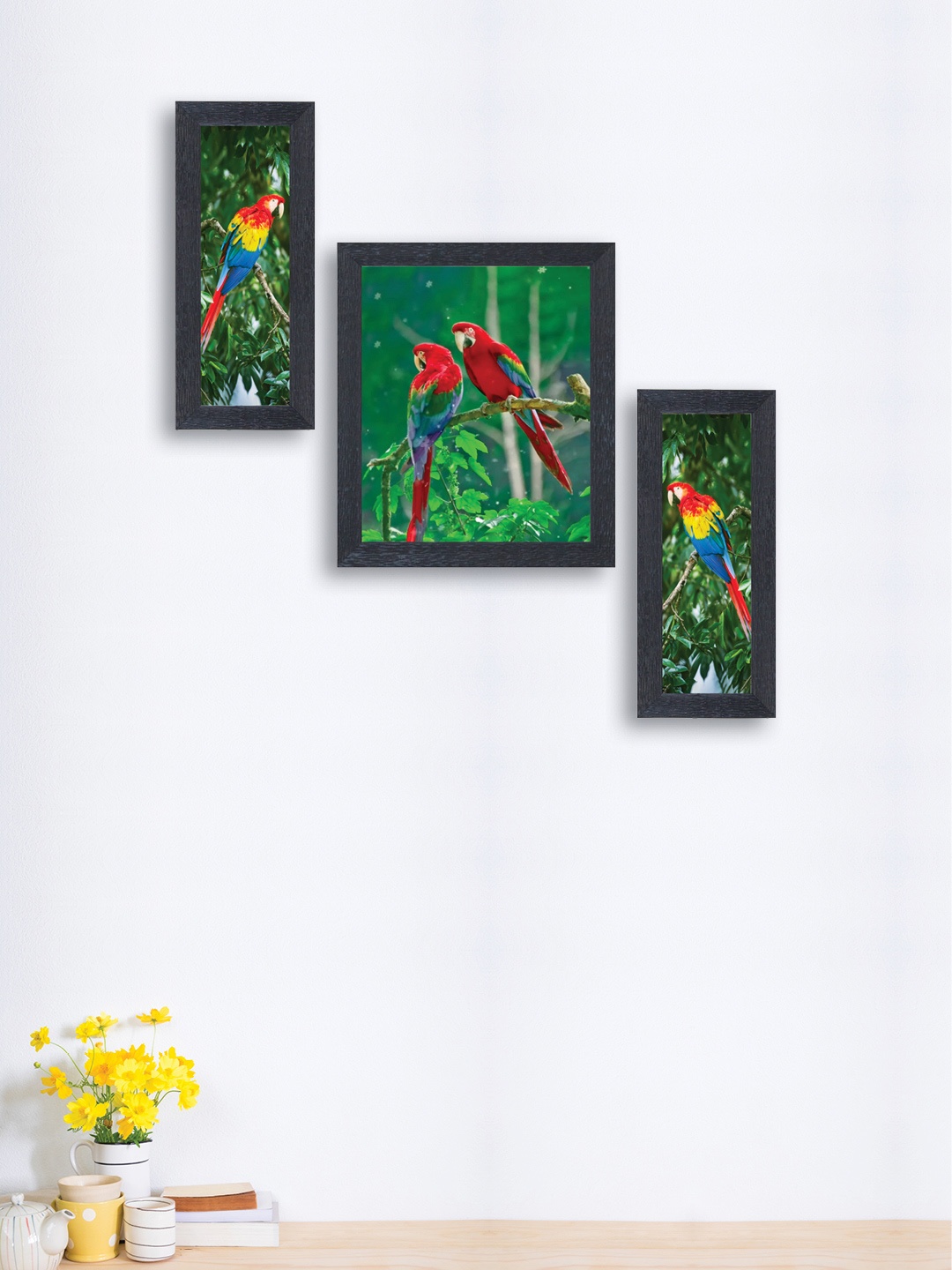 

nest ART Set of 3 Green Birds Wall Art
