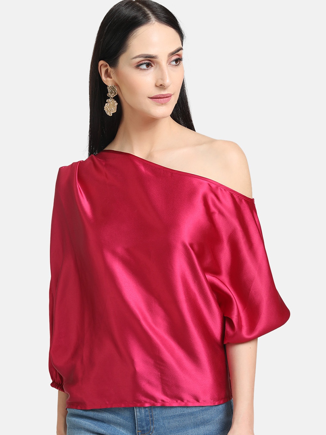 

Kazo Women Pink Solid A-Line Top