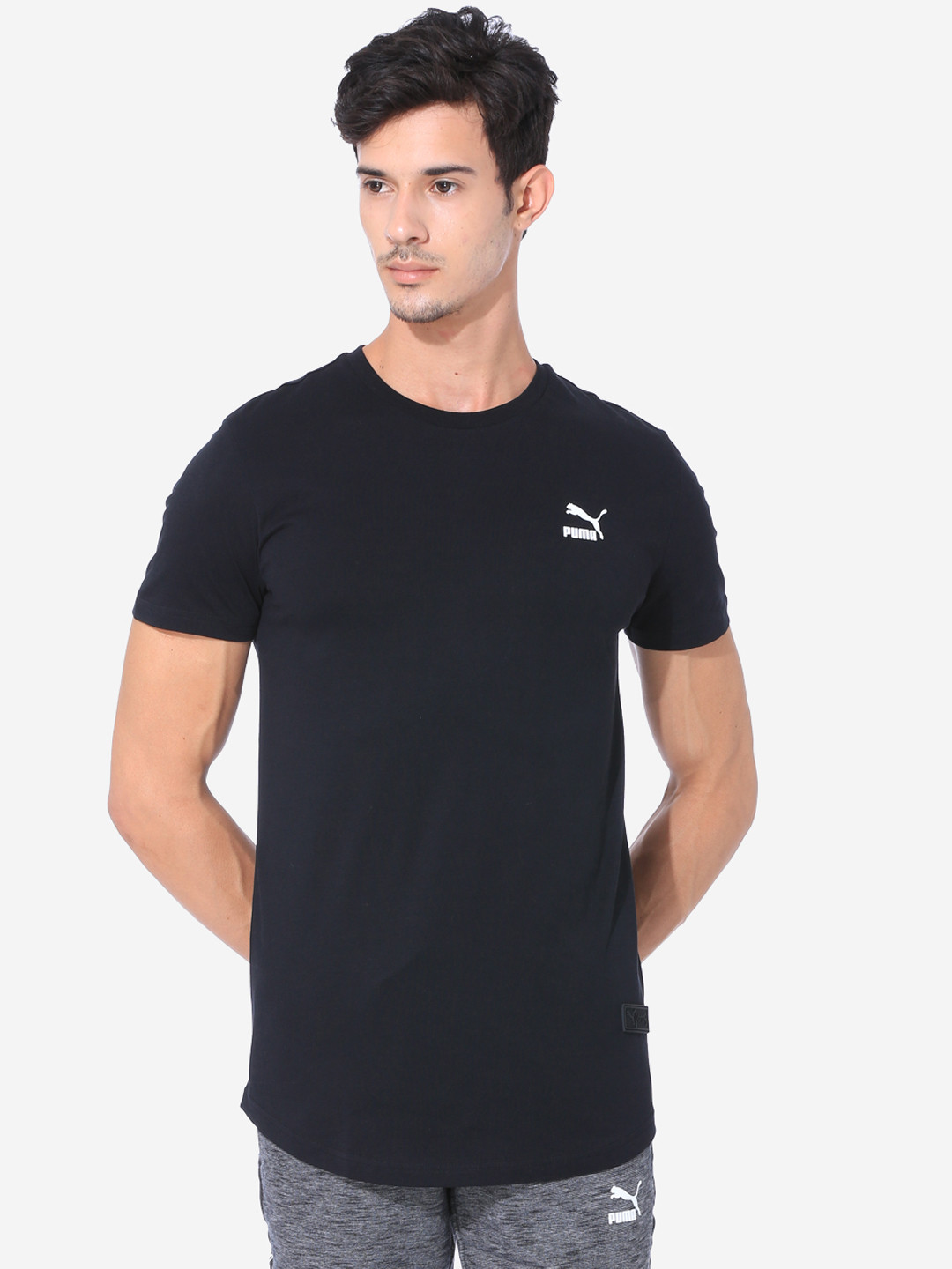 

Puma Men Black Solid Round Neck T-shirt
