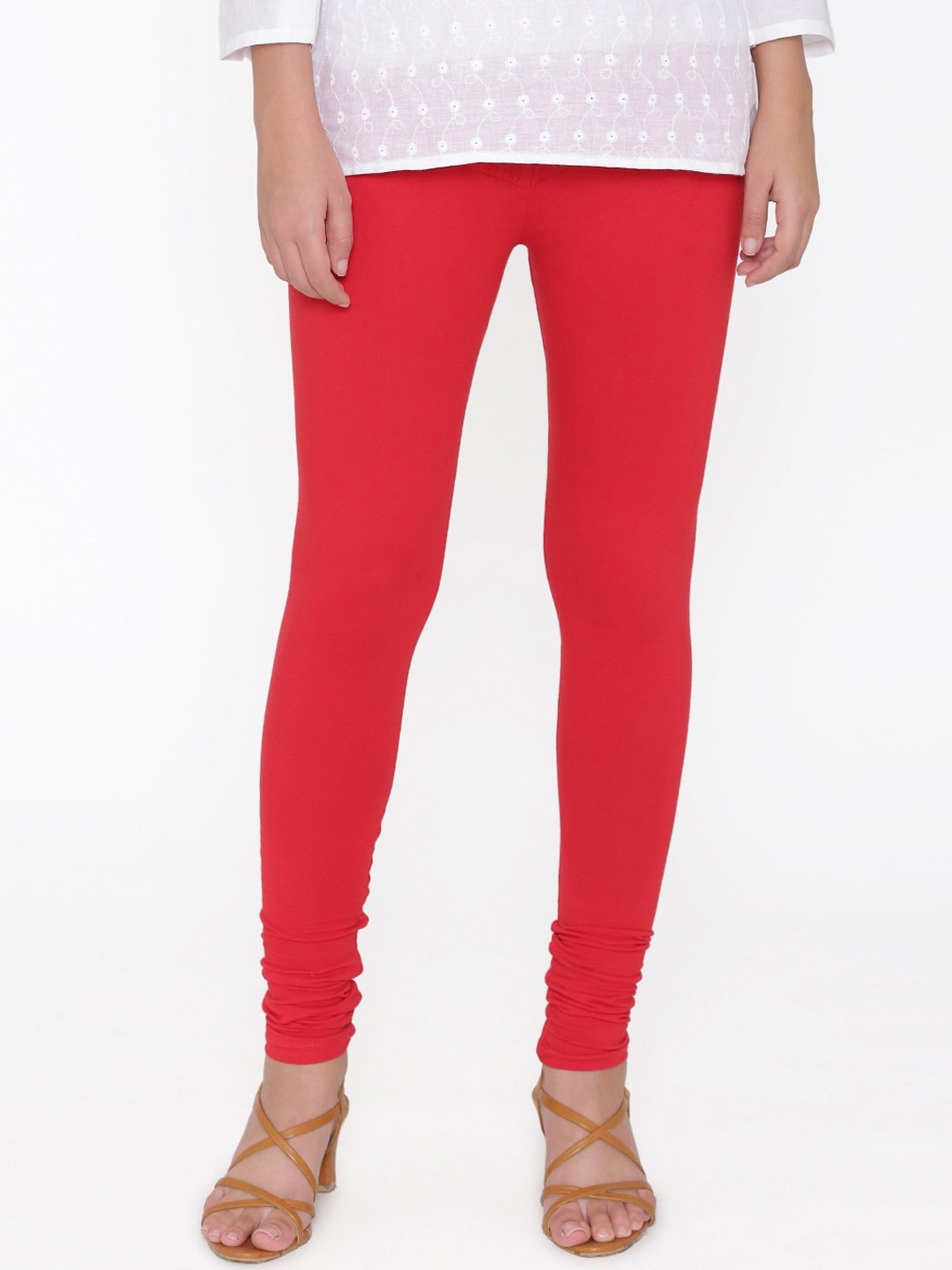 

N-Gal Women Red Solid Leggings