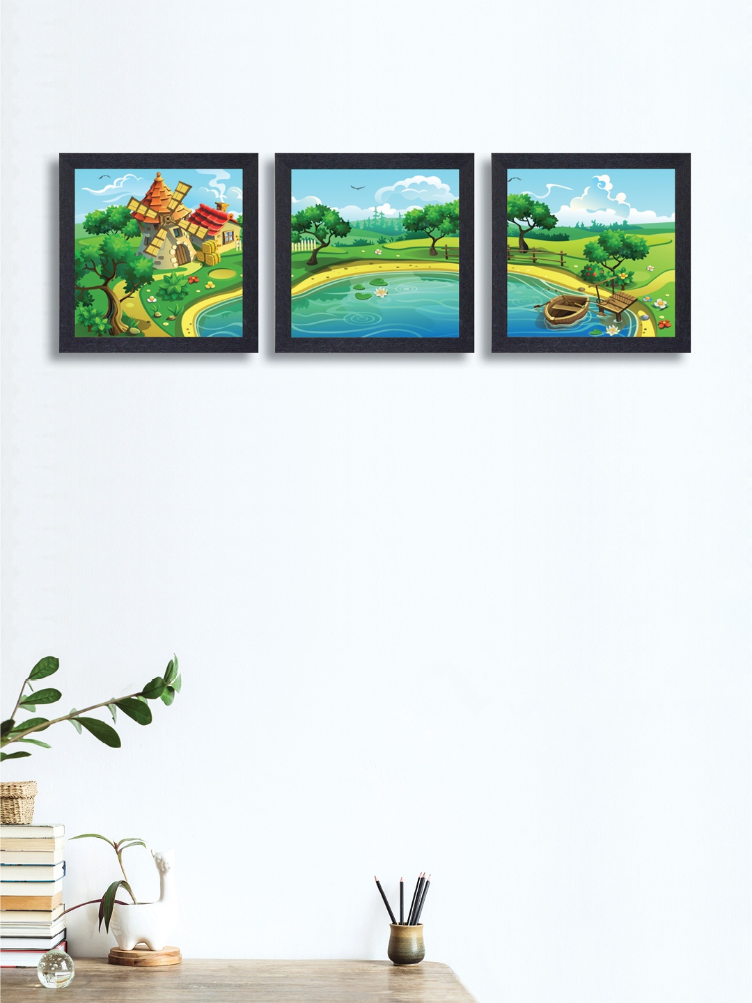 

nest ART Set of 3 Blue & Green Abstract Wall Art