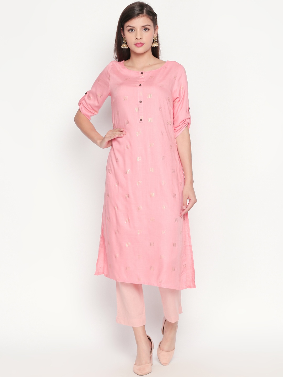 

RANGMANCH BY PANTALOONS Women Pink Printed Straight Kurta