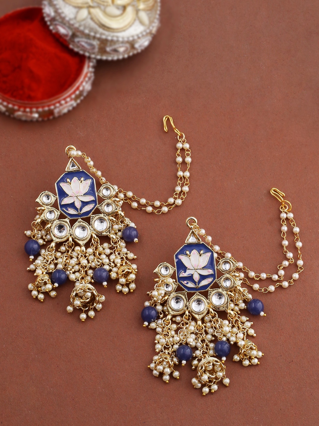 

Shoshaa Women Gold-Plated Blue Contemporary Drop Earrings