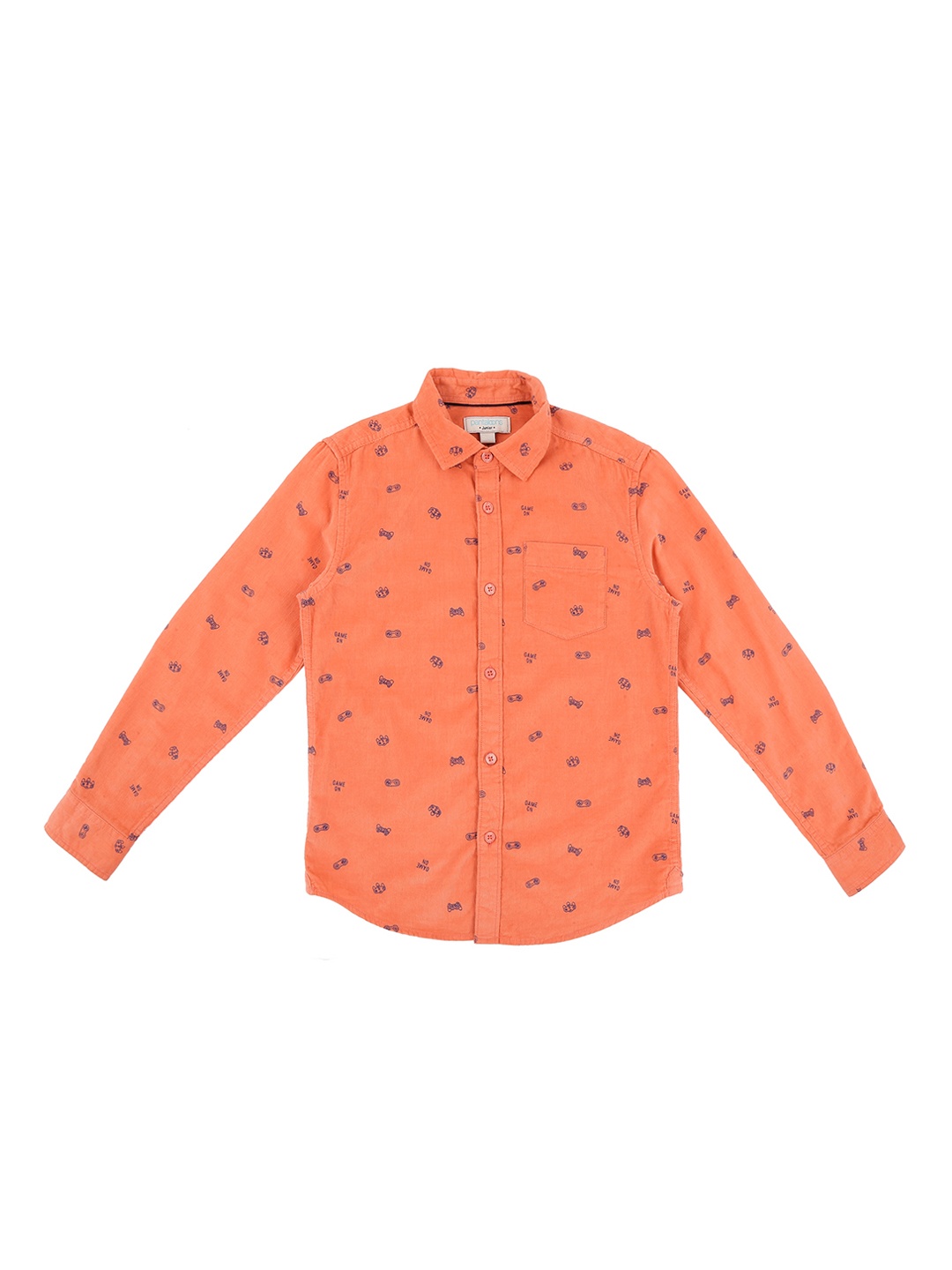 

Pantaloons Junior Boys Orange Regular Fit Printed Casual Shirt