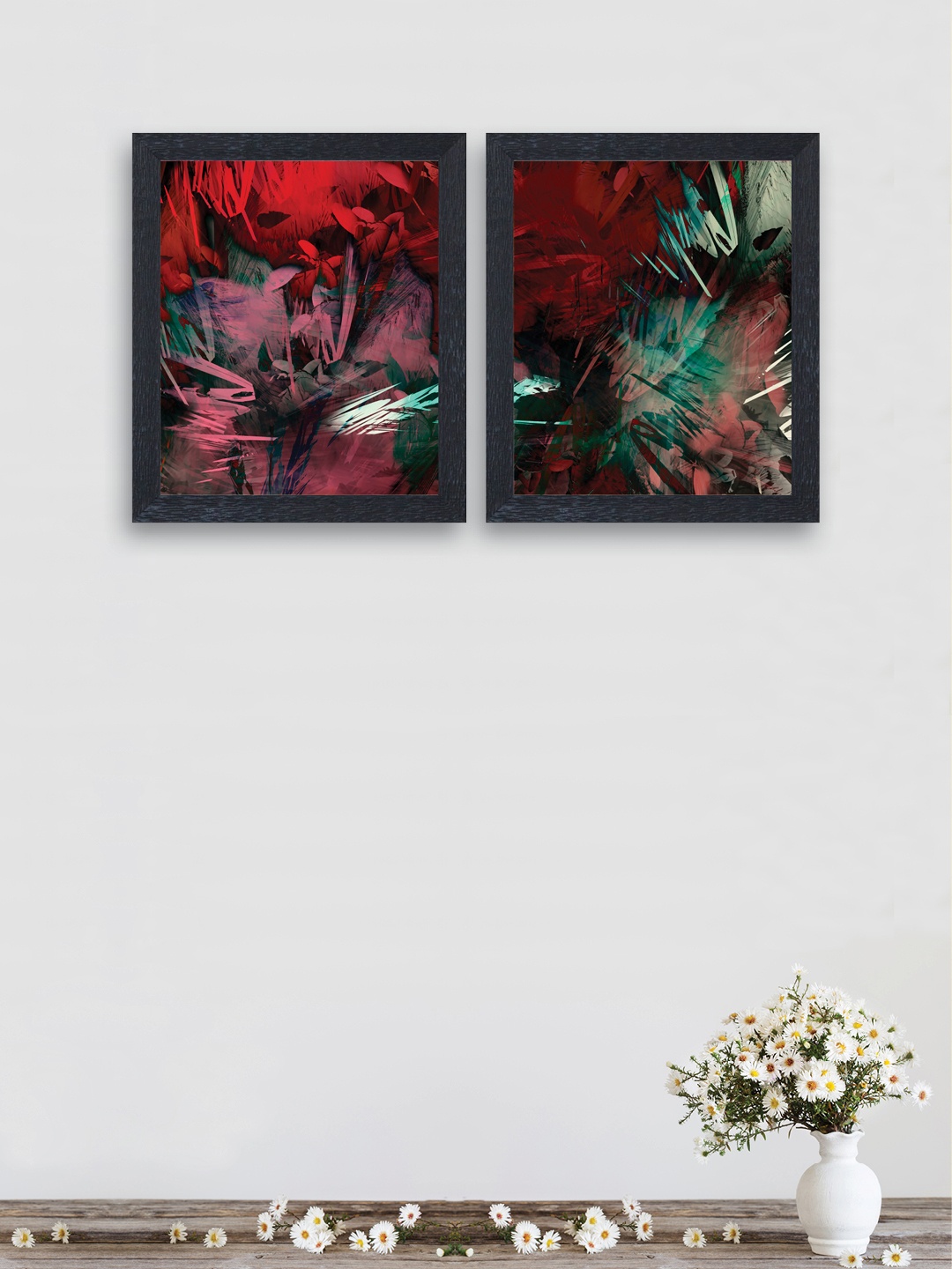 

nest ART Set of 2 Multicoloured Synthetic Wood Abstract Wall Art, Multi