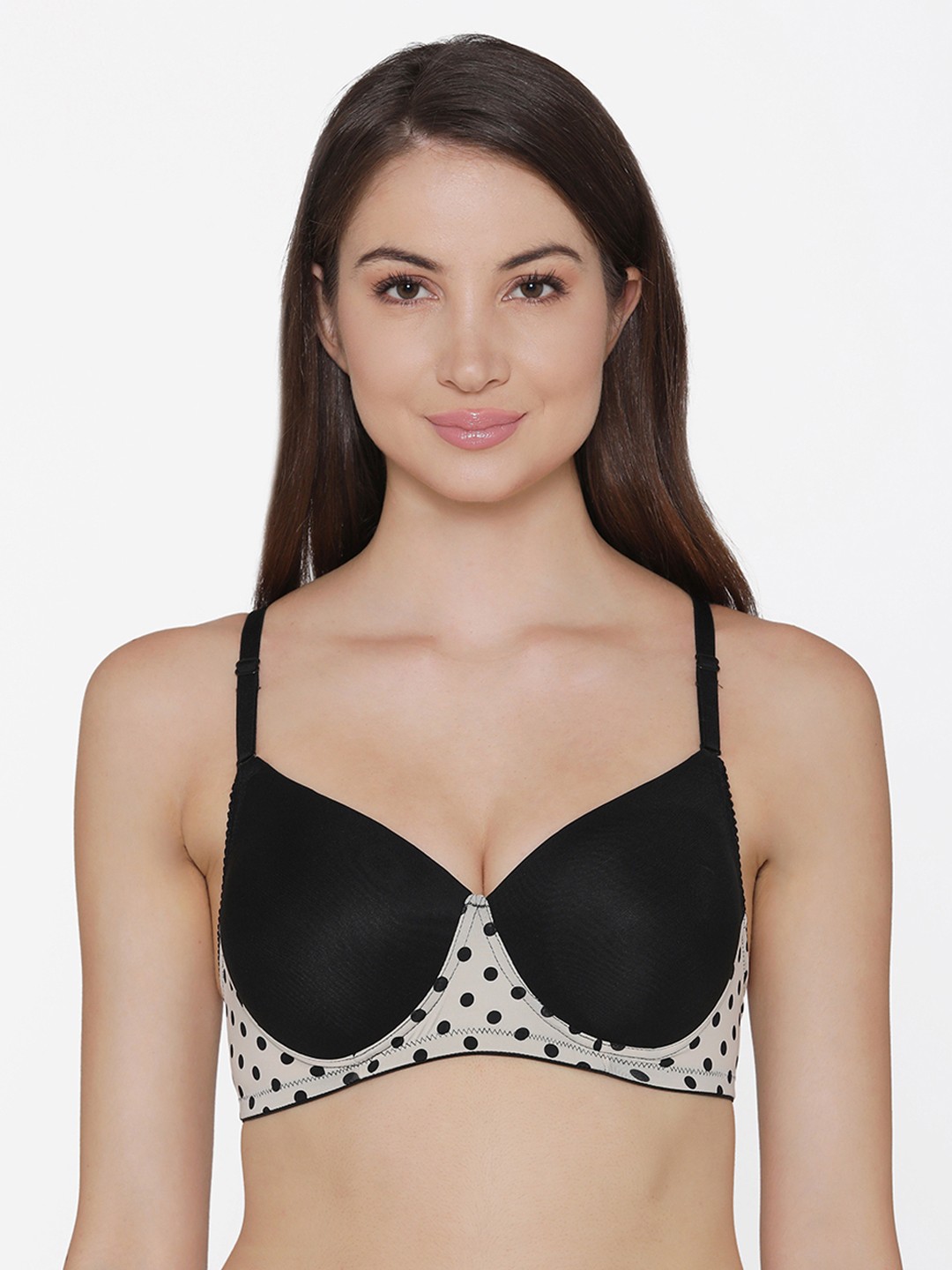 

Clovia Padded Non-Wired T-Shirt Bra With Detachable Straps, Black