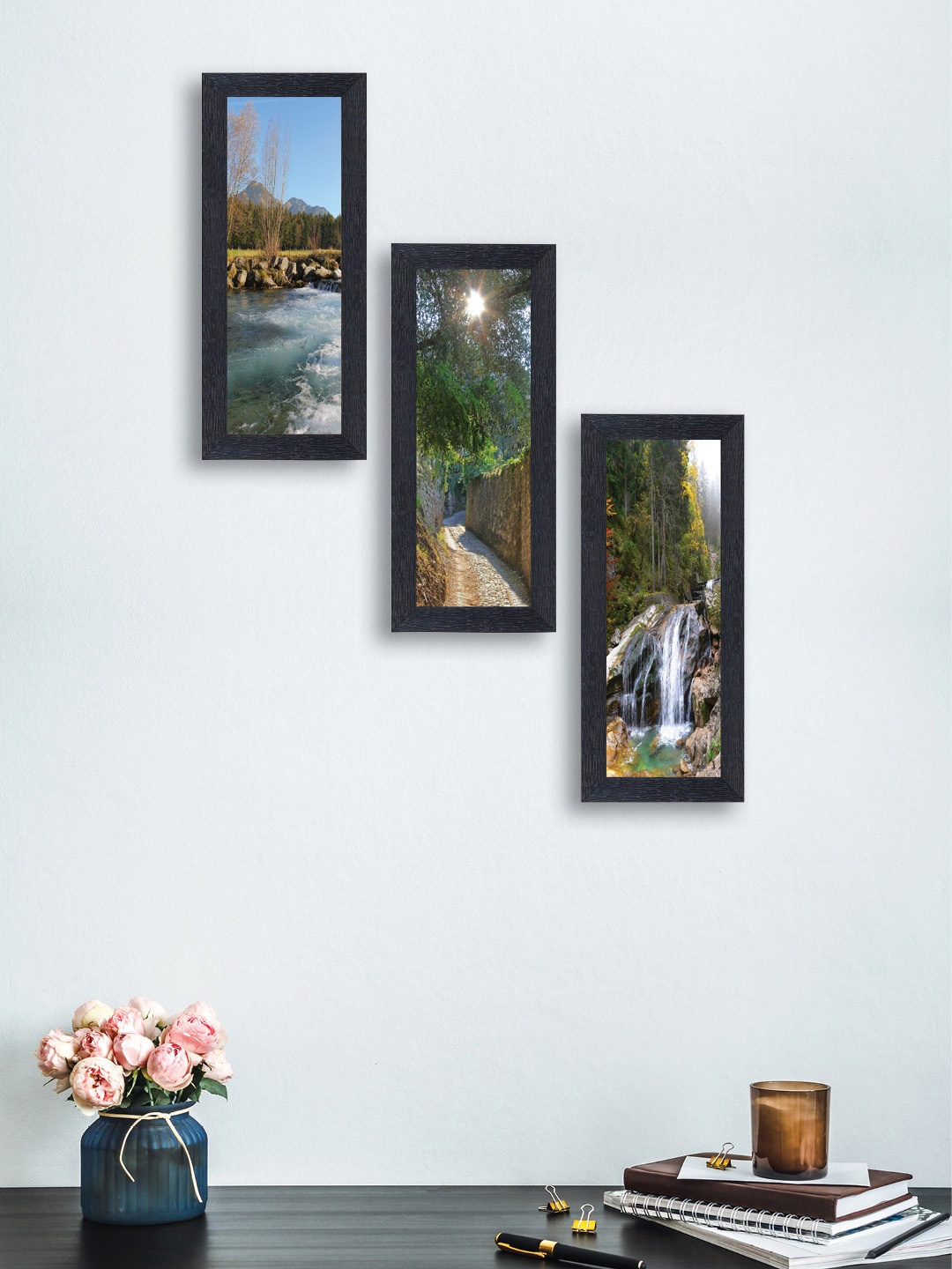 

nest ART Set of 3 Multicoloured Nature Hand-Painted Wall Arts, Multi