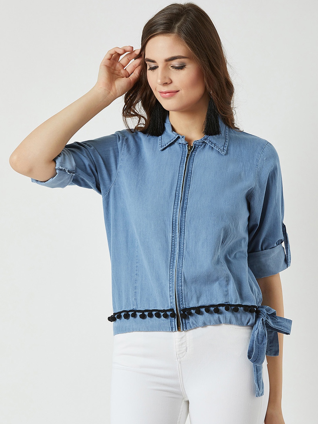 

Miss Chase Women Blue Solid Jacket