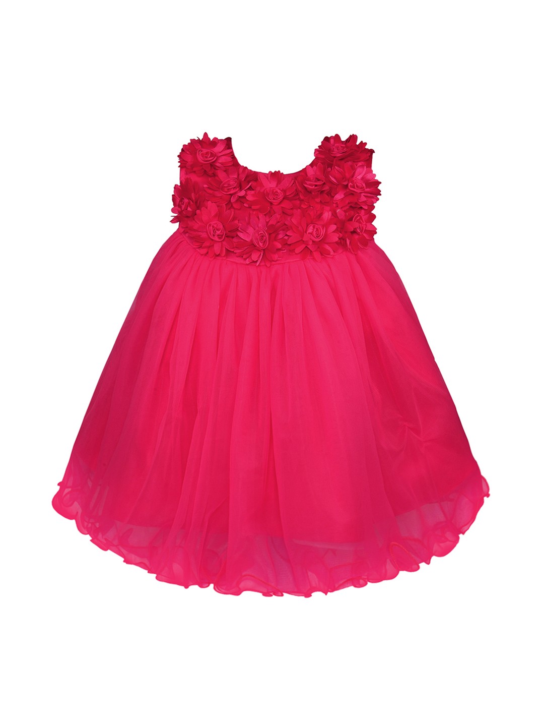 

Wish Karo Girls Self Design Pink Fit and Flare Dress