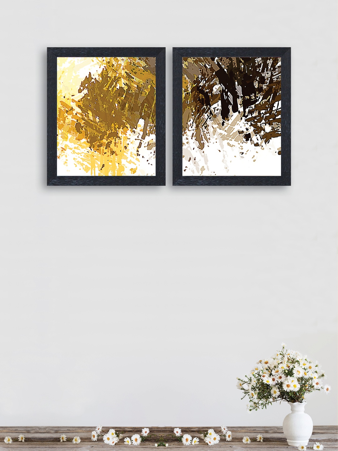 nest ART Set of 2 Multicoloured Synthetic Wood Abstract Wall Art, Multi