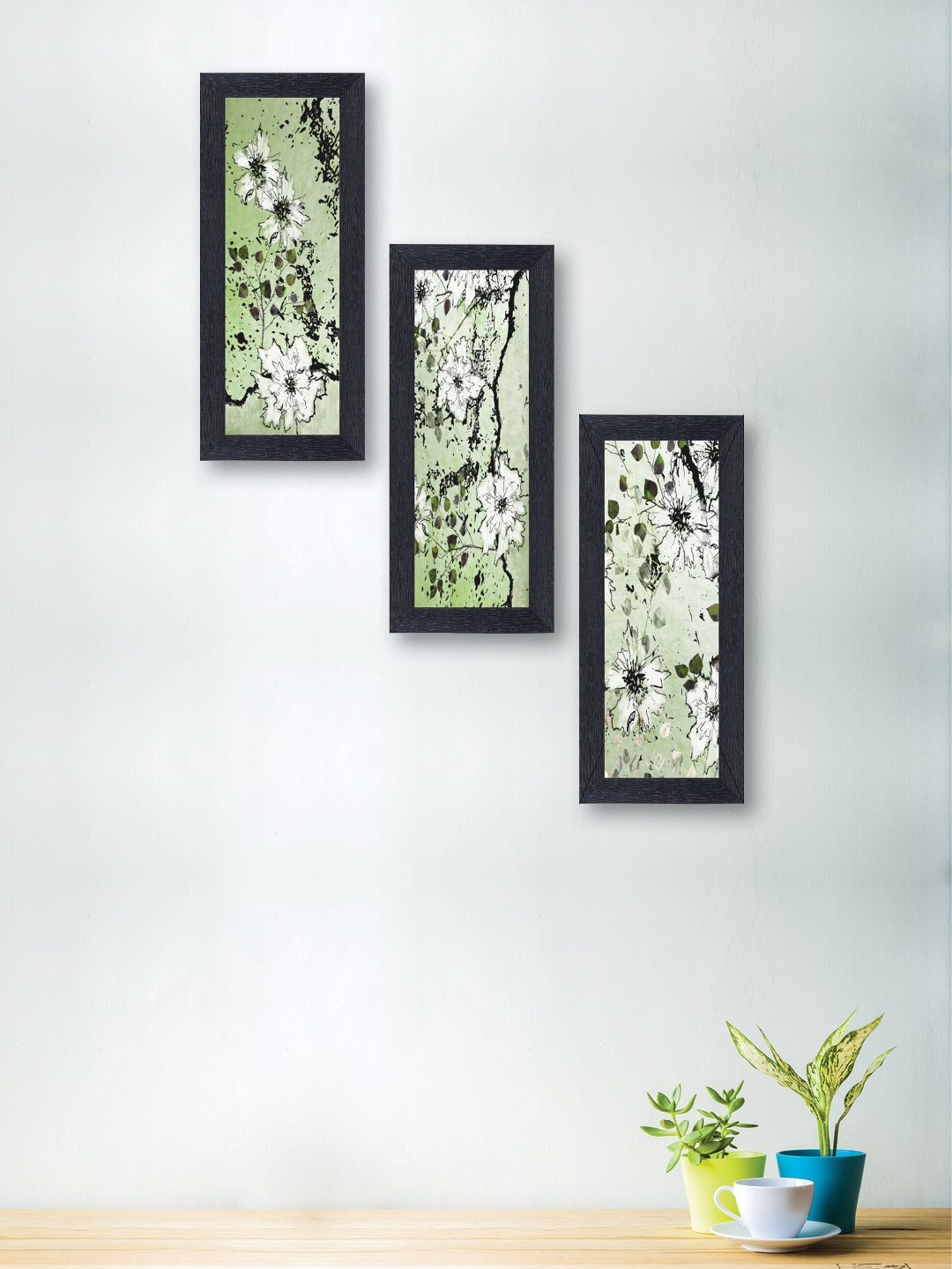 

nest ART Set of 3 Multicoloured Flowers Hand-Painted Wall Arts, Multi
