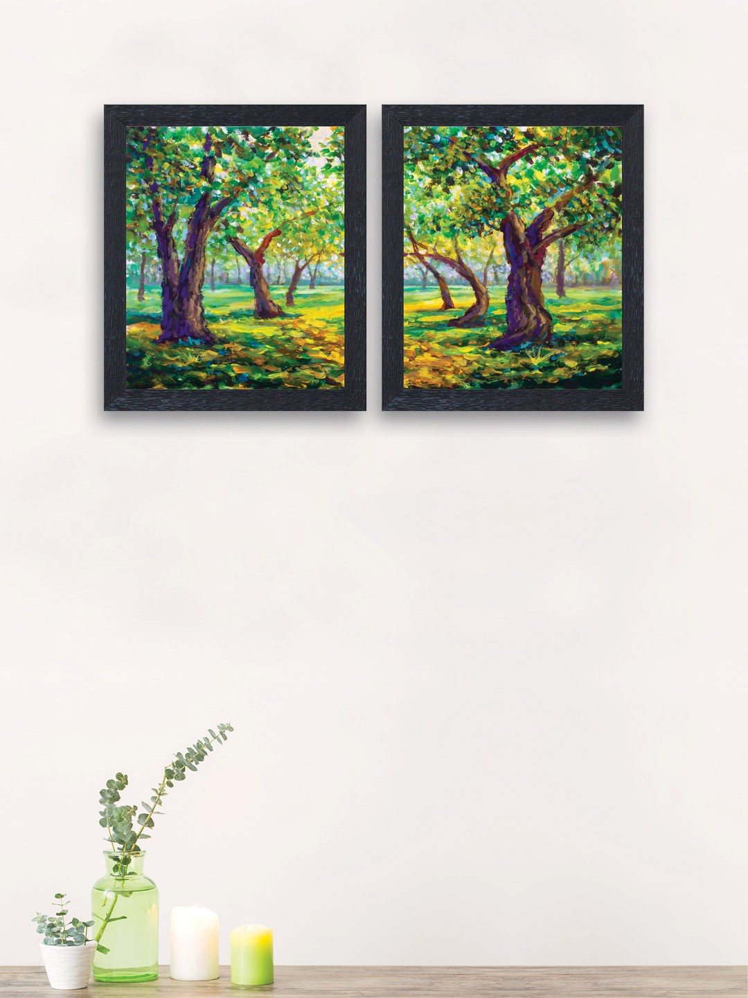 

nest ART Set of 2 Multicoloured Trees Wall Arts, Multi
