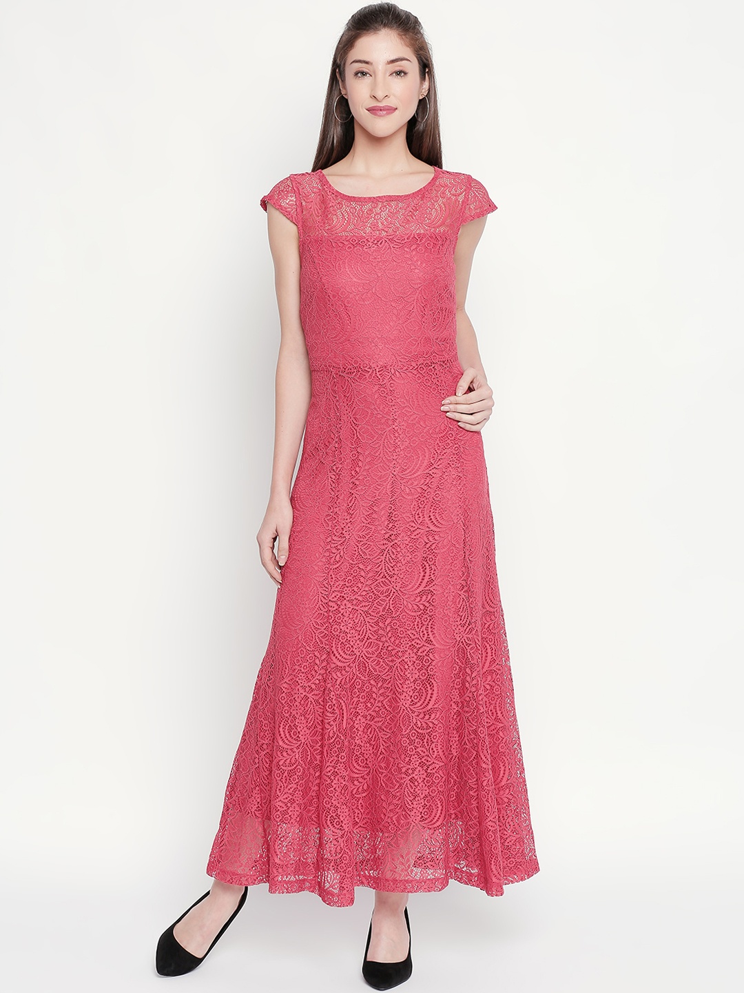 

Forever Glam by Pantaloons Women Pink Self Design Maxi Dress