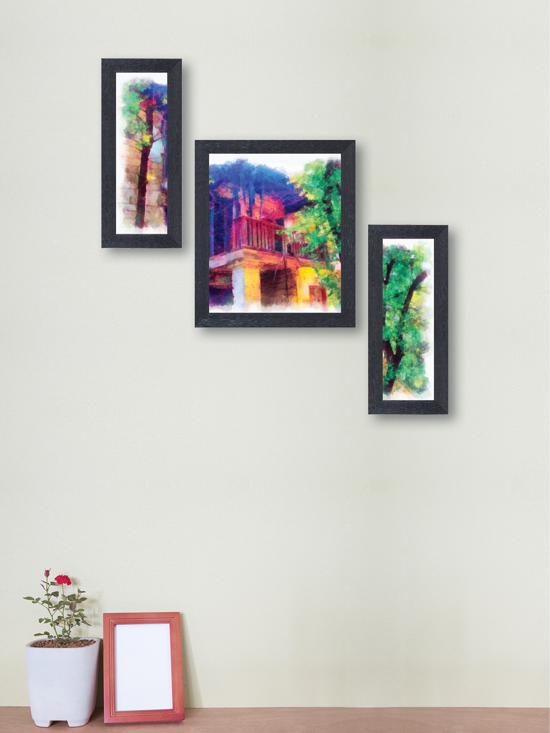 

nest ART Set of 3 Multicoloured Abstract Wall Art, Multi