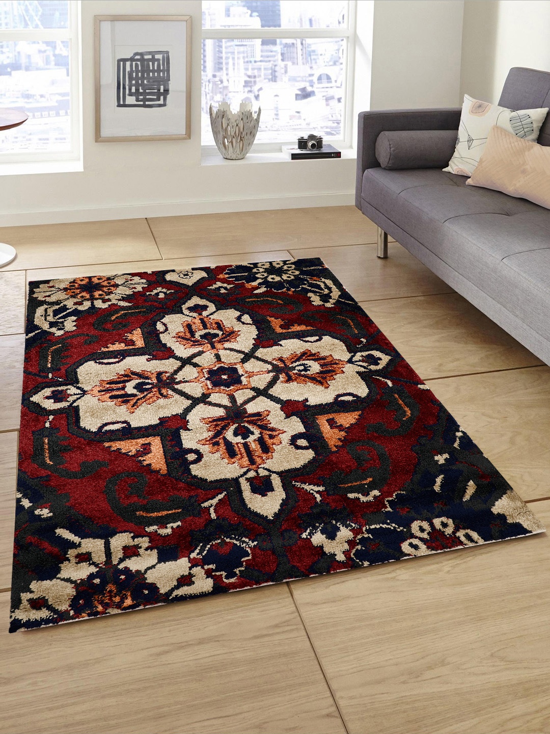 PRESTO Multicoloured Printed Anti-Skid Carpet, Multi