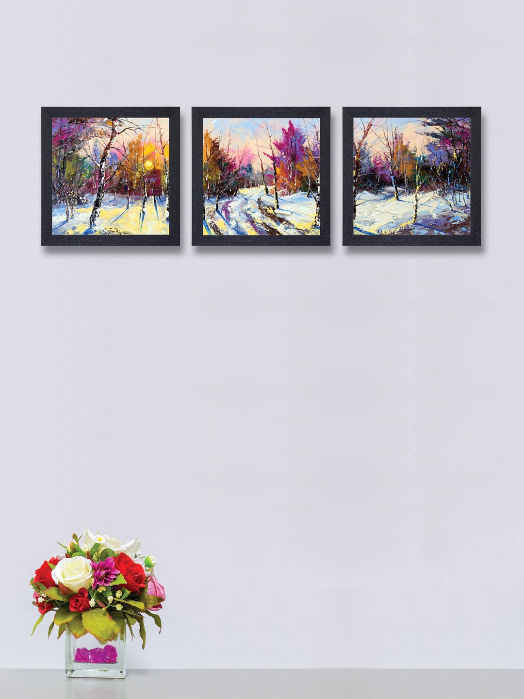 

nest ART Set of 3 Multicoloured Abstract Hand-Painted Wall Arts, Multi