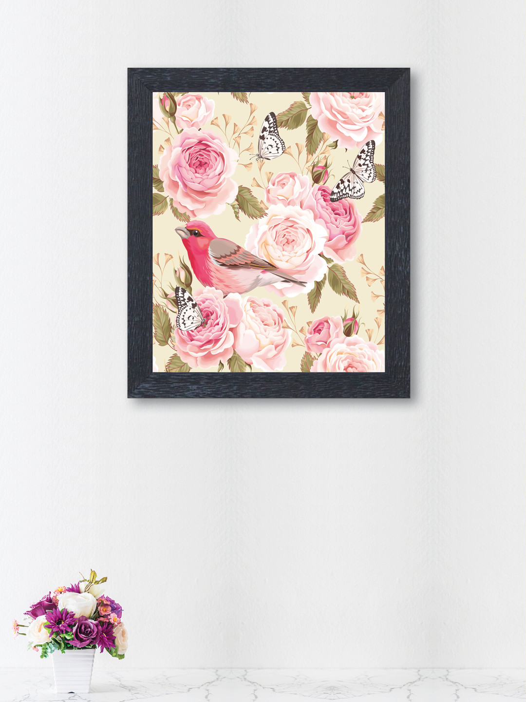 

nest ART Multicoloured Synthetic Wood Roses Hand-Painted Wall Art, Multi