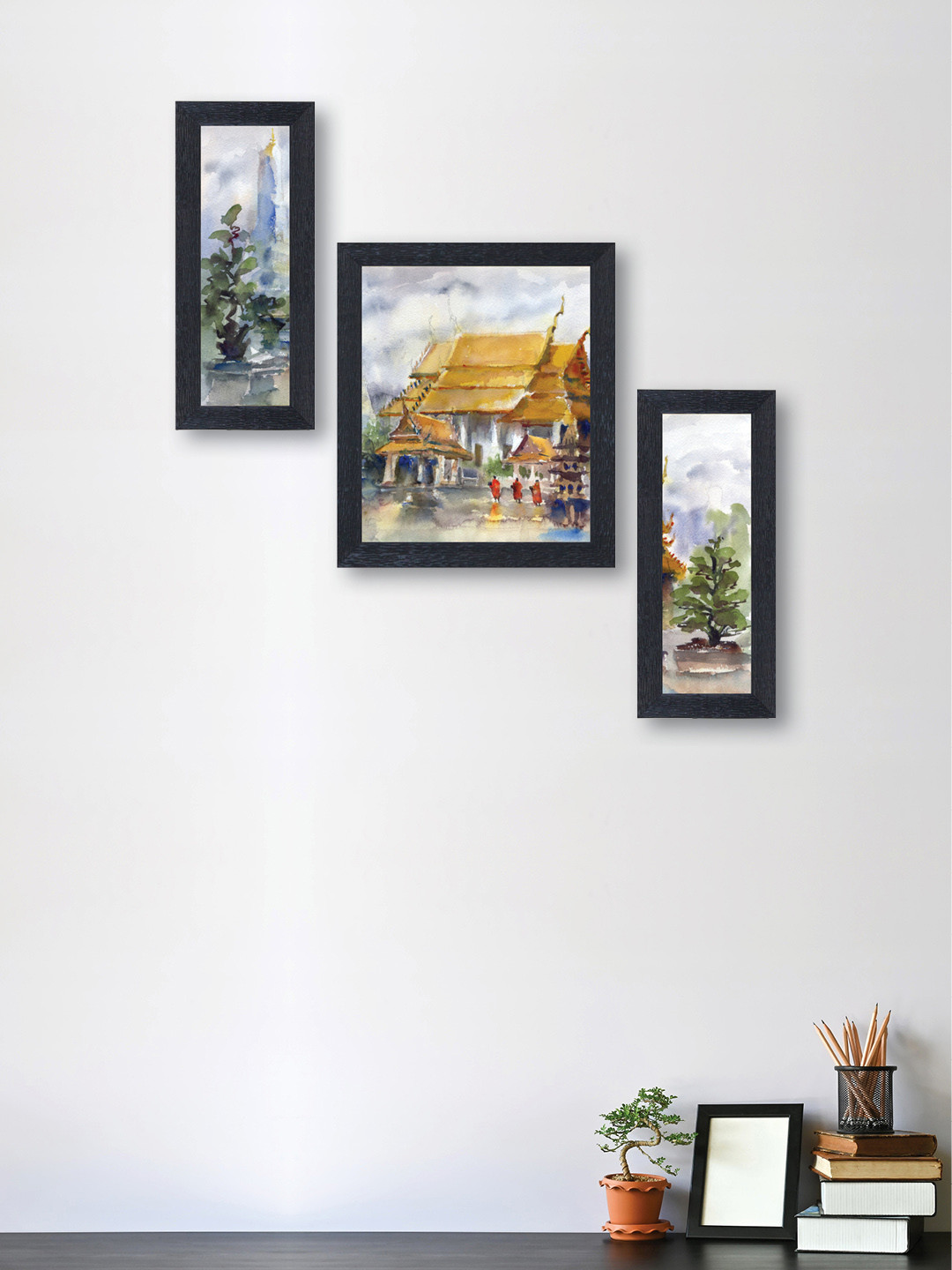 

nest ART Set of 3 Multicoloured Abstract Hand-Painted Wall Arts, Multi