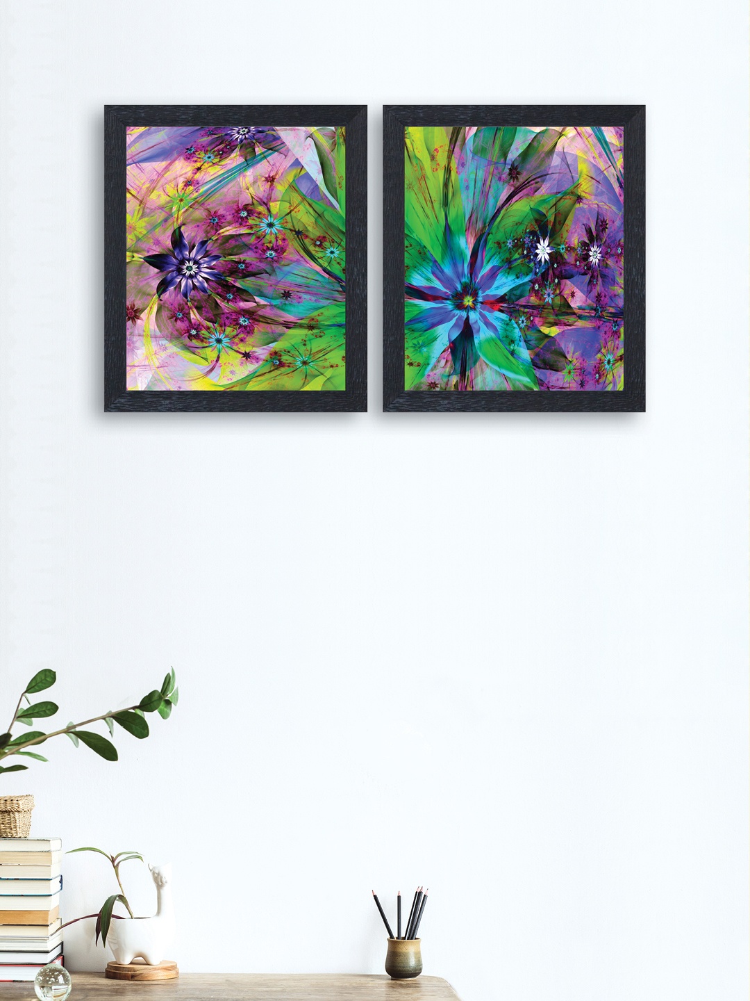 

nest ART Set of 2 Multicoloured Synthetic Wood Abstract Wall Art, Multi