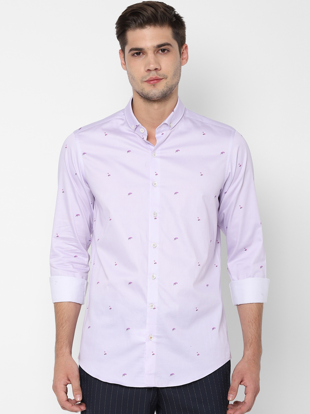 

SIMON CARTER LONDON Men Purple Slim Fit Printed Formal Shirt