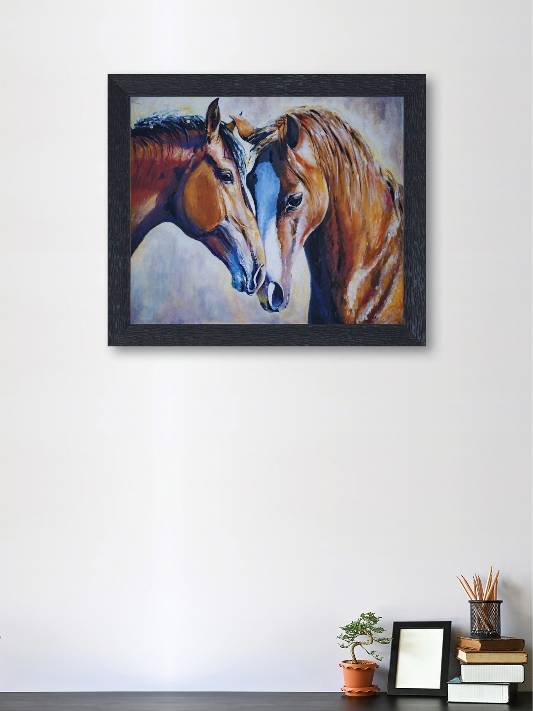 

nest ART Multicoloured Synthetic Wood Horses Wall Art, Multi