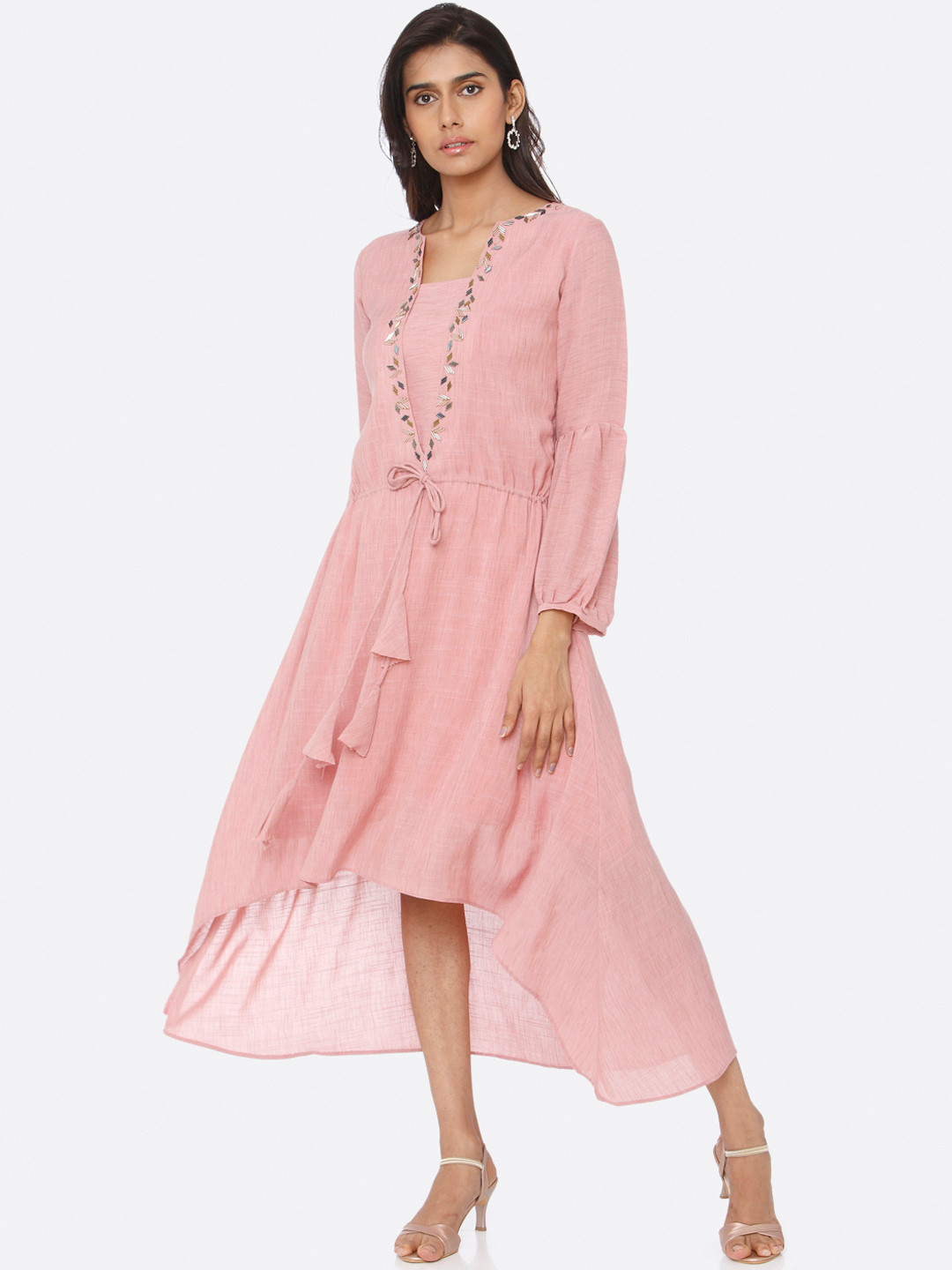 

RAISIN Women Pink Solid Fit and Flare Dress