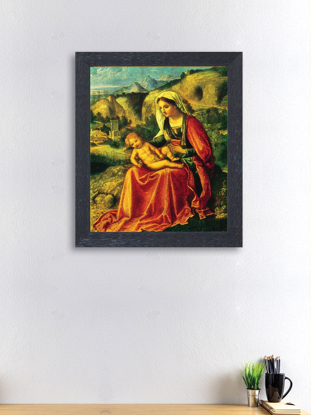 

nest ART Multicoloured Synthetic Wood Mother Son Wall Art, Multi