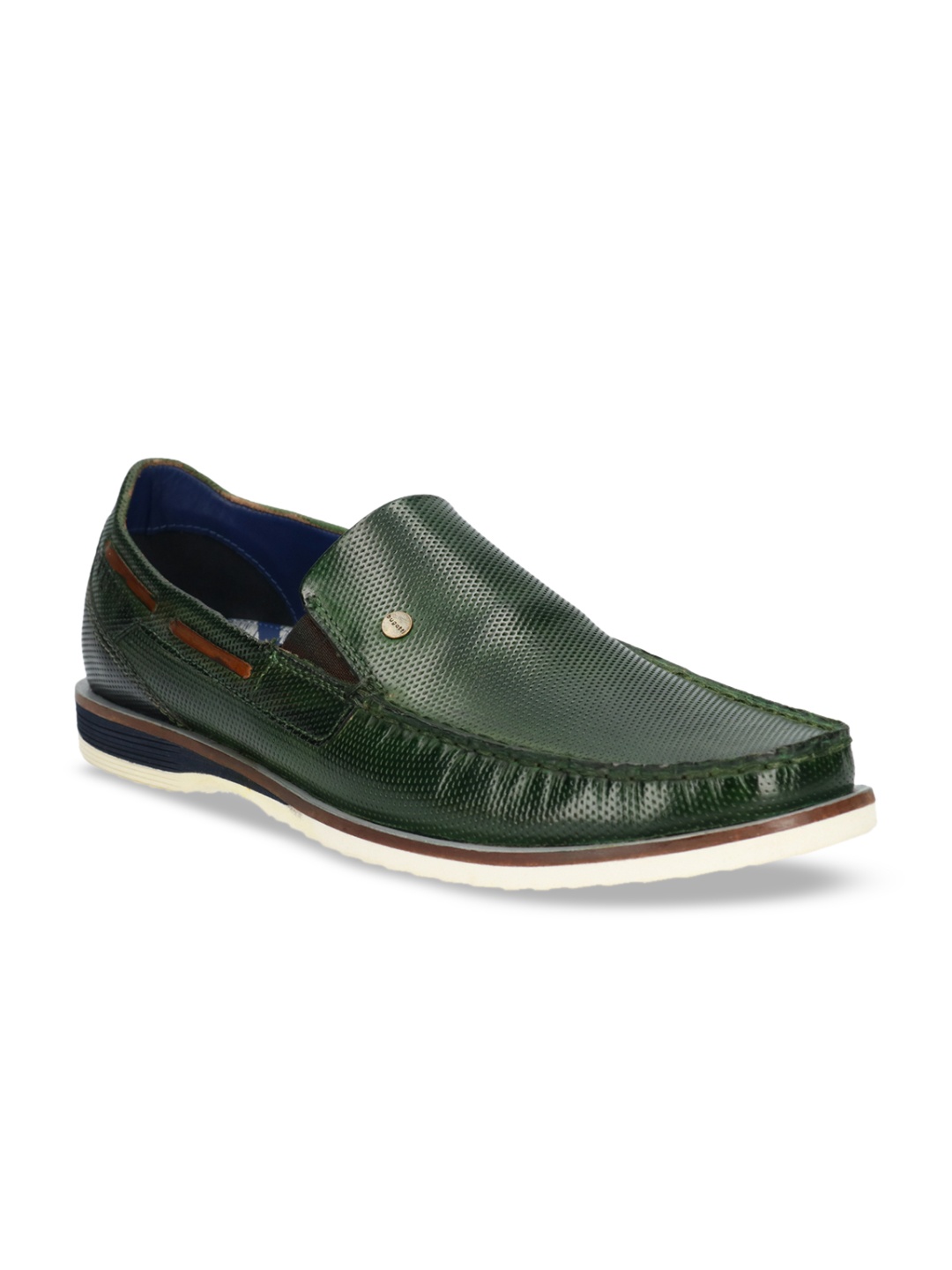 

Bugatti Men Green Leather Boat Shoes