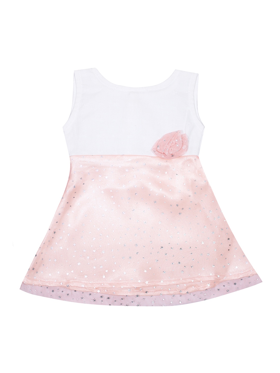 

Luke & Lilly Girls Peach-Coloured & White Self Design Fit and Flare Dress