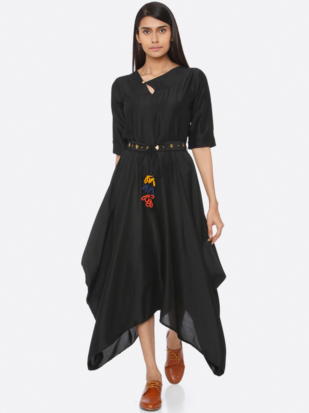 

RAISIN Women Black Solid A-Line Dress