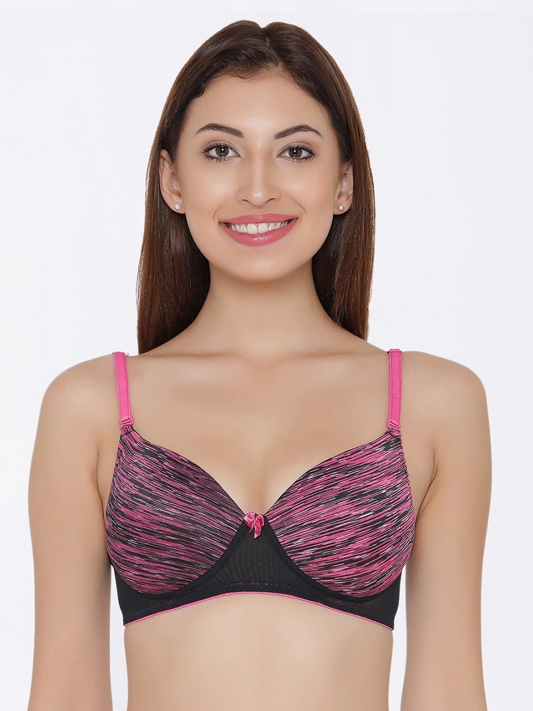 Clovia Padded Non-Wired Multiway Push-Up T-Shirt Bra, Pink