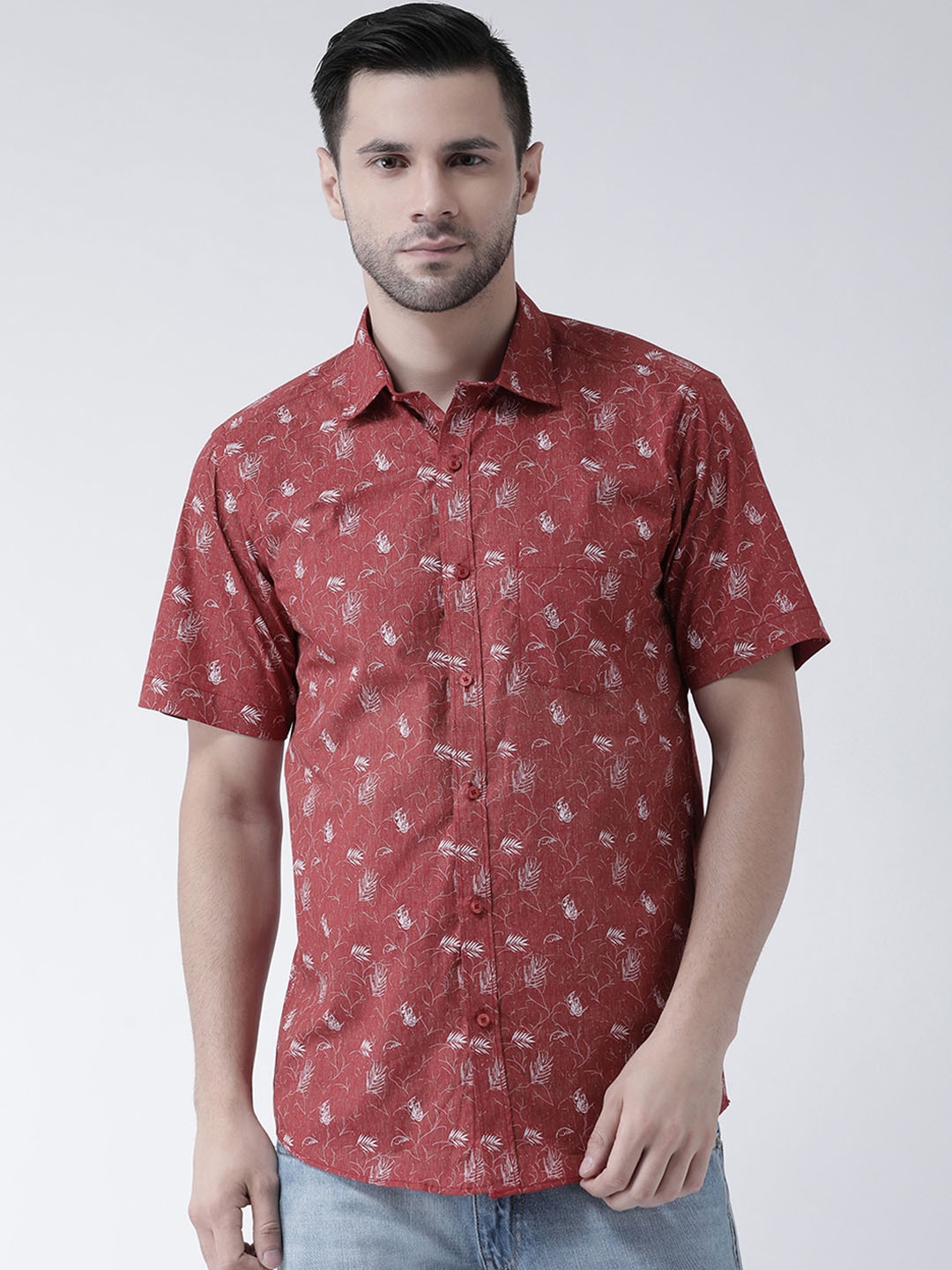 

Zeal Men Rust Standard Slim Fit Printed Casual Shirt