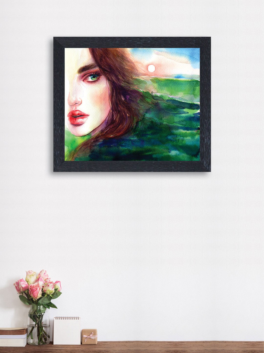 

nest ART Multicoloured Synthetic Wood Woman Wall Art, Multi