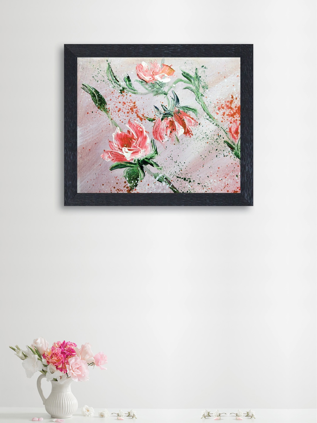 

nest ART Red & Green Synthetic Wood Flowers Wall Art