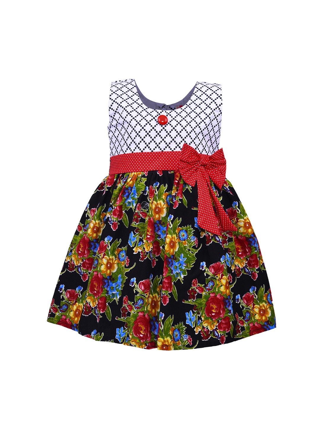

Wish Karo Girls Printed Red Fit and Flare Dress