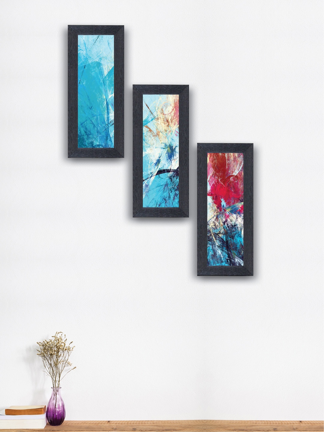

nest ART Set of 3 Blue & Pink Abstract Wall Art, Multi